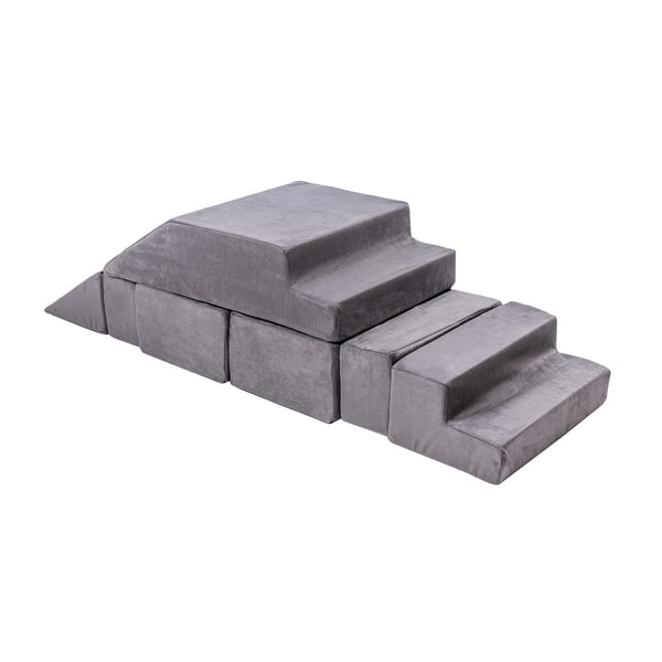 MeowBaby® Velvet Bricks Set - Multifunctional Playground for Children - Grey