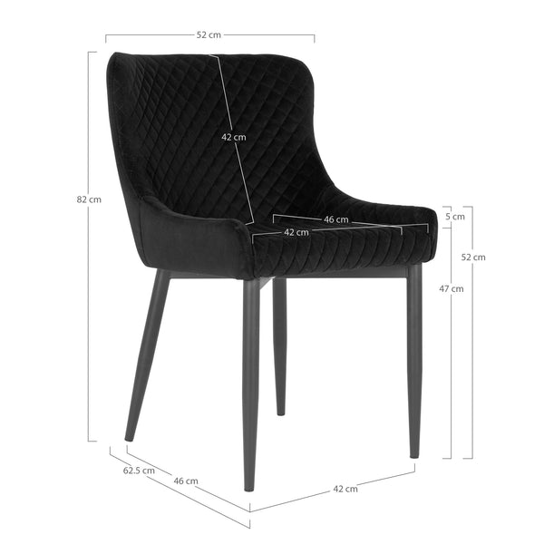 Matstolar BOSTON Sammet 62.5x52x82 Svart-1st