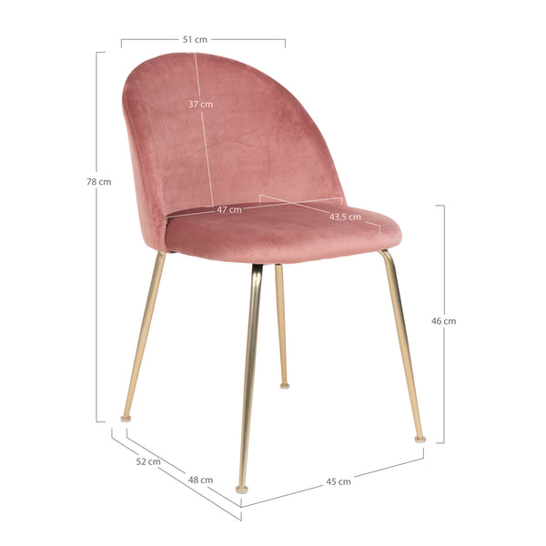 Matstolar GENEVE Sammet 52x51x78 Rosa-2st