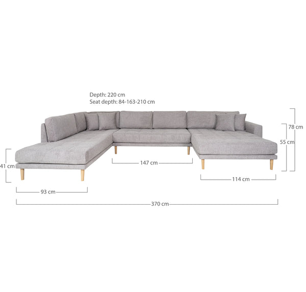 U-Soffa LIDO Högervänd Ljusgrå