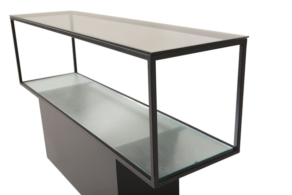 Sidobord MAGLEHEM Glas 35x130 cm-Svart