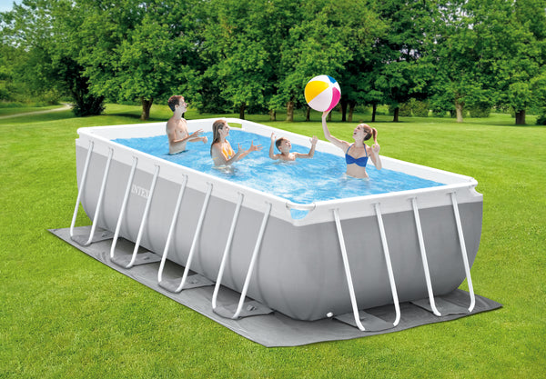 INTEX Prism Frame Pool 488 x 244 x 107 cm - Rektangulär Pool Ovan Jord