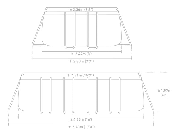 INTEX Prism Frame Pool 488 x 244 x 107 cm - Rektangulär Pool Ovan Jord