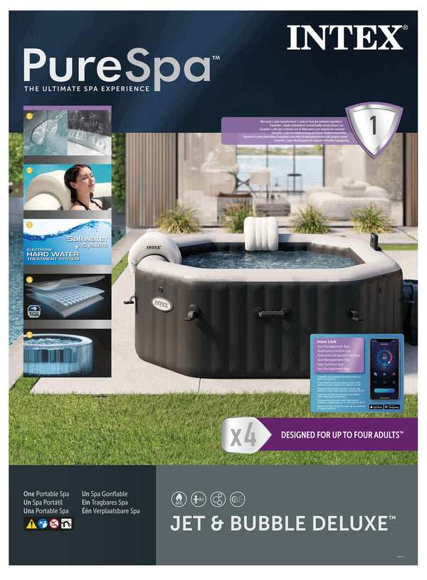 INTEX Deluxe Uppblåsbar Jacuzzi - Bubbles + Jets 4 Personer