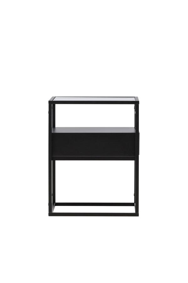 Sidobord FORTALEZA Glas 40*40 cm-Svart