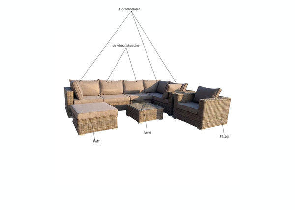 Lounge Set CALVI PE Rattan Natur