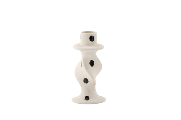 Candlesticks GLORY Stoneware White - ⌀6*H12cm