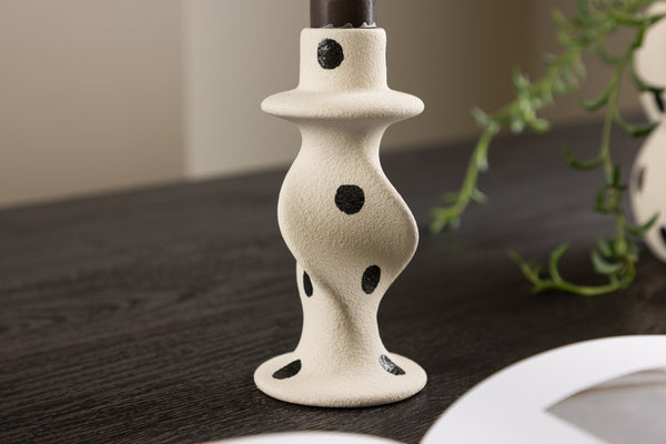 Candlesticks GLORY Stoneware White - ⌀6*H12cm