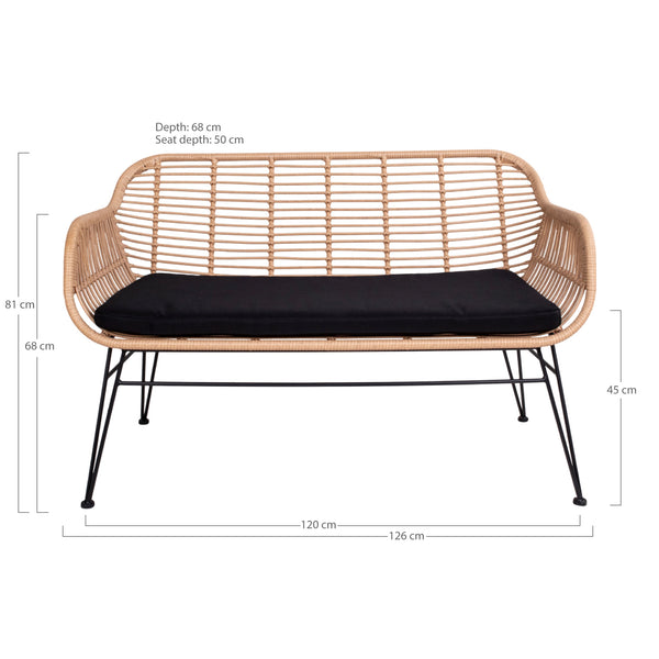 Soffa TRIESTE PU Rattan 68x126x81 Natur