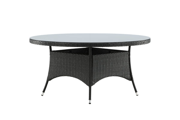 VOLTA Round Dining Table Faux Rattan Ø150 Black