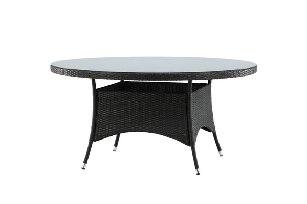 VOLTA Round Dining Table Faux Rattan Ø150 Black