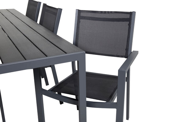 Dining group BREAK,COPACABANA Dining table 205*90 Black + 6 dining chairs Black