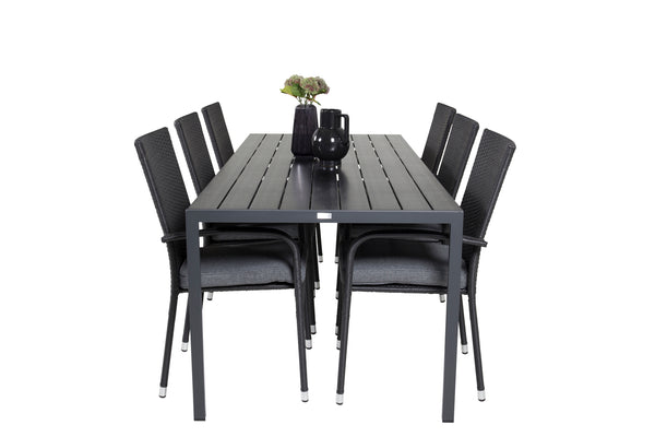 Dining group BREAK,ANNA Dining table 205*90 Black + 6 dining chairs Black