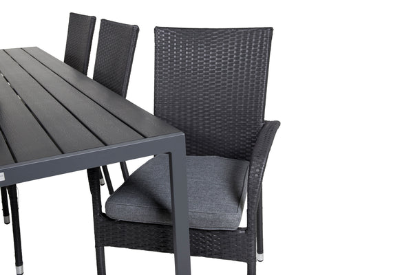 Dining group BREAK,ANNA Dining table 205*90 Black + 6 dining chairs Black