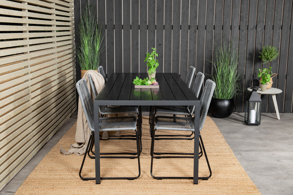 Dining group BREAK, LINDOS Dining table 205*90 Black + 6 dining chairs Black