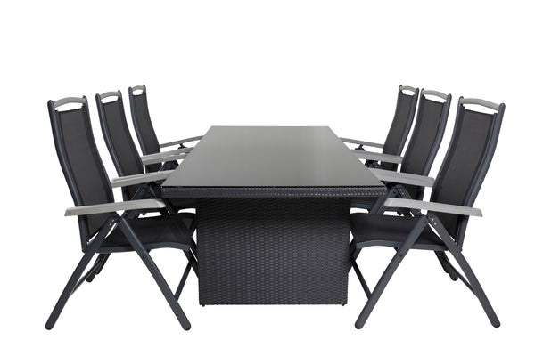 Dining group PADOVA, ALBANY Dining table 200*100 Black + 6 dining chairs Black