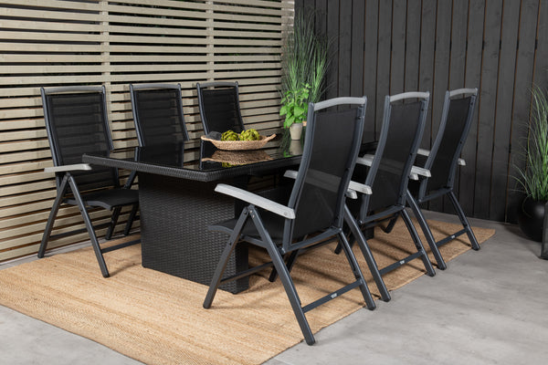 Dining group PADOVA, ALBANY Dining table 200*100 Black + 6 dining chairs Black