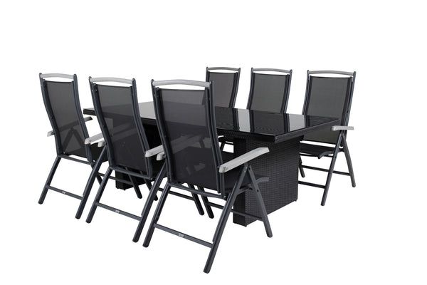 Dining group PADOVA, ALBANY Dining table 200*100 Black + 6 dining chairs Black