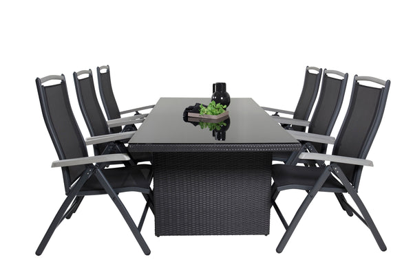 Dining group PADOVA, ALBANY Dining table 200*100 Black + 6 dining chairs Black