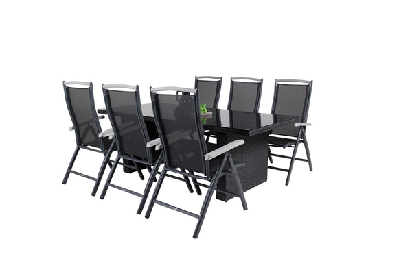 Dining group PADOVA, ALBANY Dining table 200*100 Black + 6 dining chairs Black