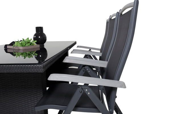 Dining group PADOVA, ALBANY Dining table 200*100 Black + 6 dining chairs Black