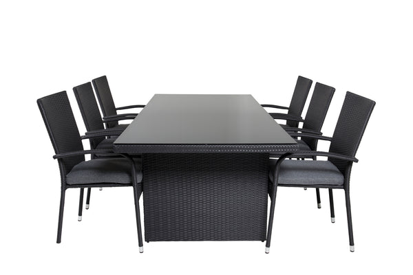 Dining group PADOVA, ANNA Dining table 200*100 Black + 6 dining chairs Black