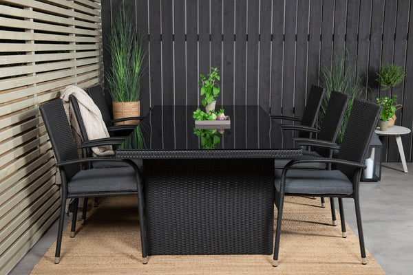 Dining group PADOVA, ANNA Dining table 200*100 Black + 6 dining chairs Black