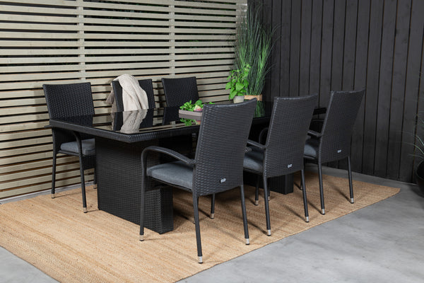 Dining group PADOVA, ANNA Dining table 200*100 Black + 6 dining chairs Black