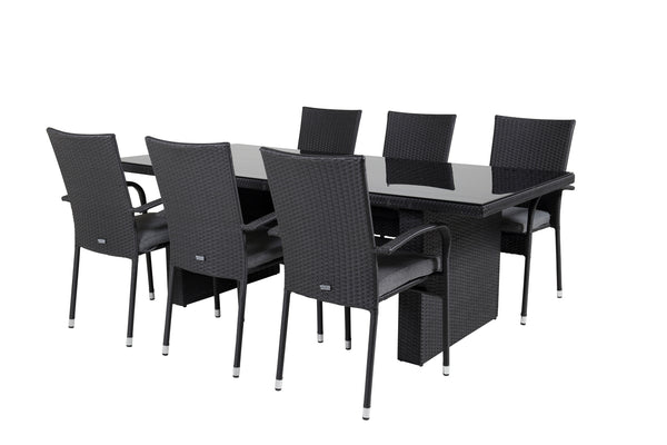 Dining group PADOVA, ANNA Dining table 200*100 Black + 6 dining chairs Black