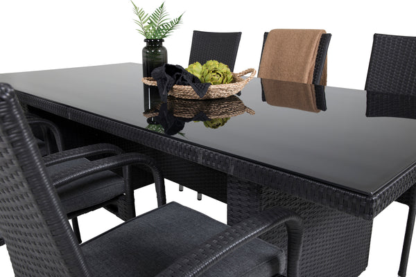 Dining group PADOVA, ANNA Dining table 200*100 Black + 6 dining chairs Black