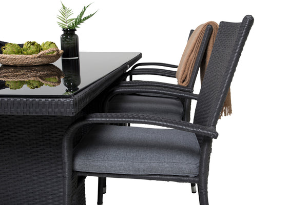 Dining group PADOVA, ANNA Dining table 200*100 Black + 6 dining chairs Black