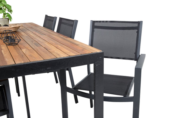 Dining group BOIS, COPACABANA Dining table 205*90 Natural + 6 dining chairs Black