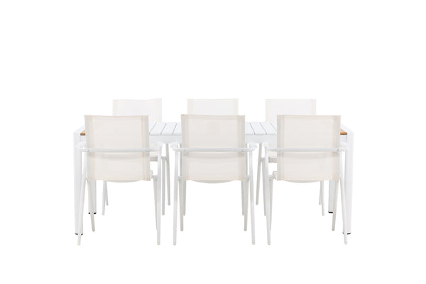 Dining group ALINA &amp; TOGO Dining chairs 6 pcs White + Dining table 200x100 White