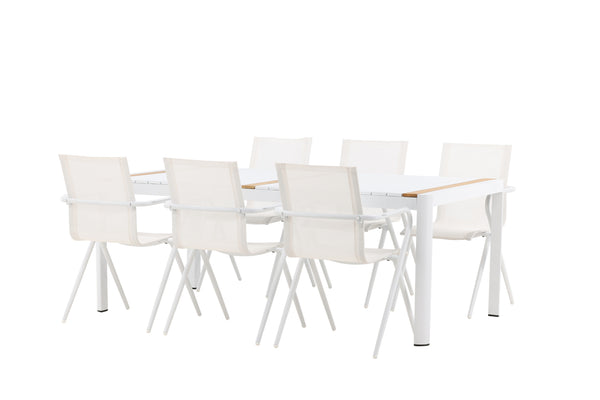 Dining group ALINA &amp; TOGO Dining chairs 6 pcs White + Dining table 200x100 White