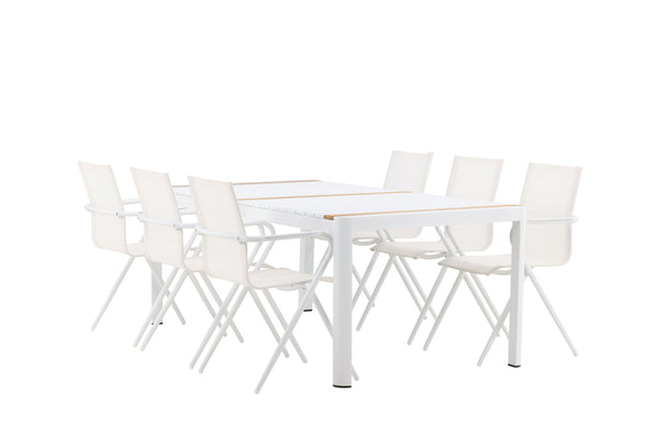 Dining group ALINA &amp; TOGO Dining chairs 6 pcs White + Dining table 200x100 White