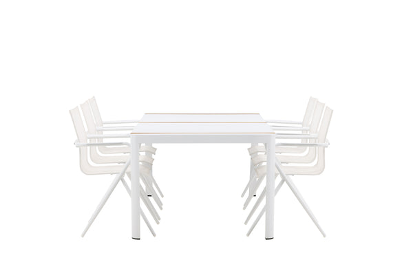 Dining group ALINA &amp; TOGO Dining chairs 6 pcs White + Dining table 200x100 White