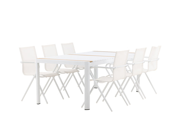 Dining group ALINA &amp; TOGO Dining chairs 6 pcs White + Dining table 200x100 White