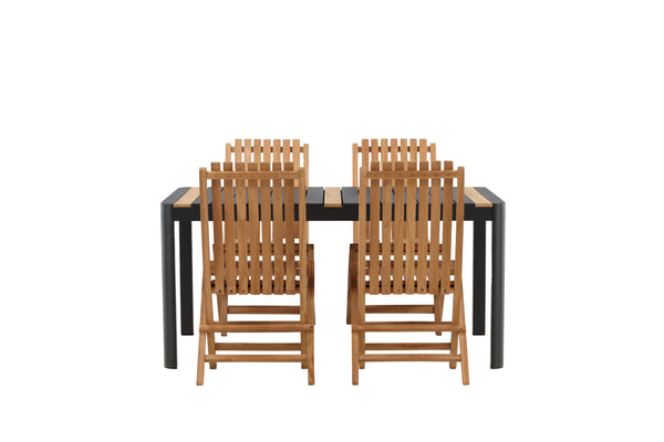 Dining group GHANA &amp; TOGO Dining chairs 4 pcs Brown + Dining table 150x90 Black