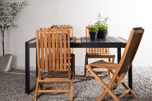 Dining group GHANA &amp; TOGO Dining chairs 4 pcs Brown + Dining table 150x90 Black