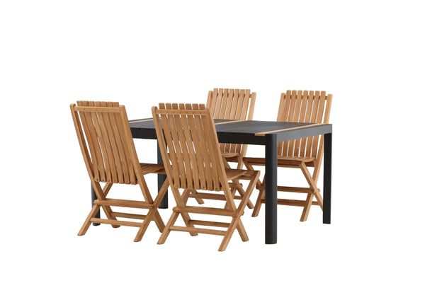 Dining group GHANA &amp; TOGO Dining chairs 4 pcs Brown + Dining table 150x90 Black