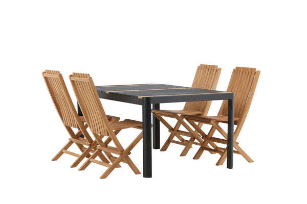 Dining group GHANA &amp; TOGO Dining chairs 4 pcs Brown + Dining table 150x90 Black