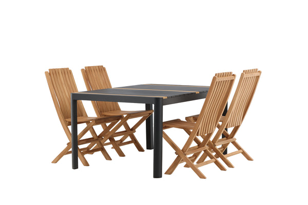 Dining group GHANA &amp; TOGO Dining chairs 4 pcs Brown + Dining table 150x90 Black