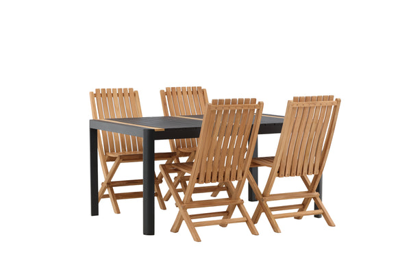 Dining group GHANA &amp; TOGO Dining chairs 4 pcs Brown + Dining table 150x90 Black