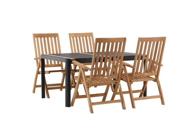 Dining group KENYA &amp; TOGO Dining chairs 4 pcs Natural + Dining table 150x90 Black