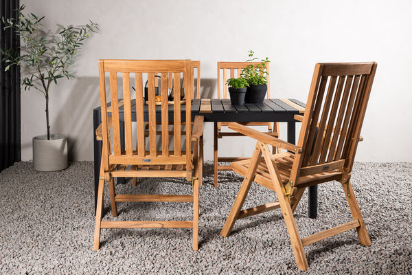 Dining group KENYA &amp; TOGO Dining chairs 4 pcs Natural + Dining table 150x90 Black