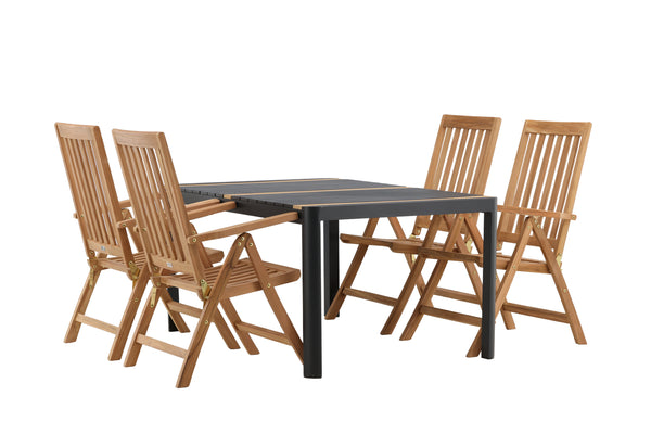 Dining group KENYA &amp; TOGO Dining chairs 4 pcs Natural + Dining table 150x90 Black