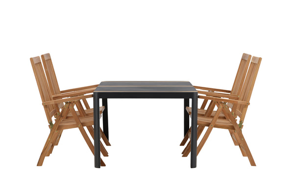 Dining group KENYA &amp; TOGO Dining chairs 4 pcs Natural + Dining table 150x90 Black