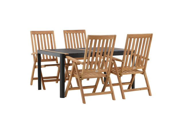 Dining group KENYA &amp; TOGO Dining chairs 4 pcs Natural + Dining table 150x90 Black