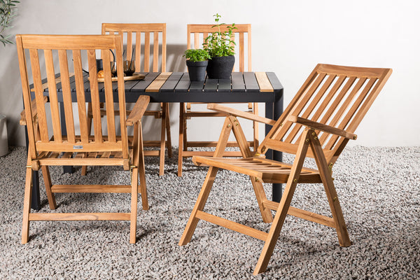 Dining group KENYA &amp; TOGO Dining chairs 4 pcs Natural + Dining table 150x90 Black