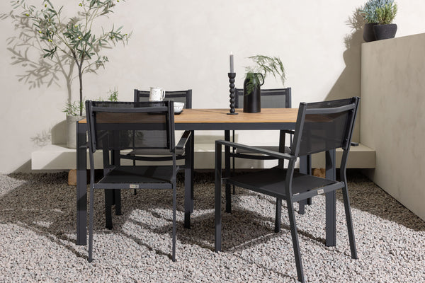 Dining group COPACABANA &amp; BREAK Dining chairs 4 pcs Black + Dining table 150x90x74 Natural